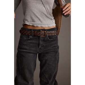 12th Tribe Cedar Brown Embellished Genuine Leather Belt Size XS/SXS/S